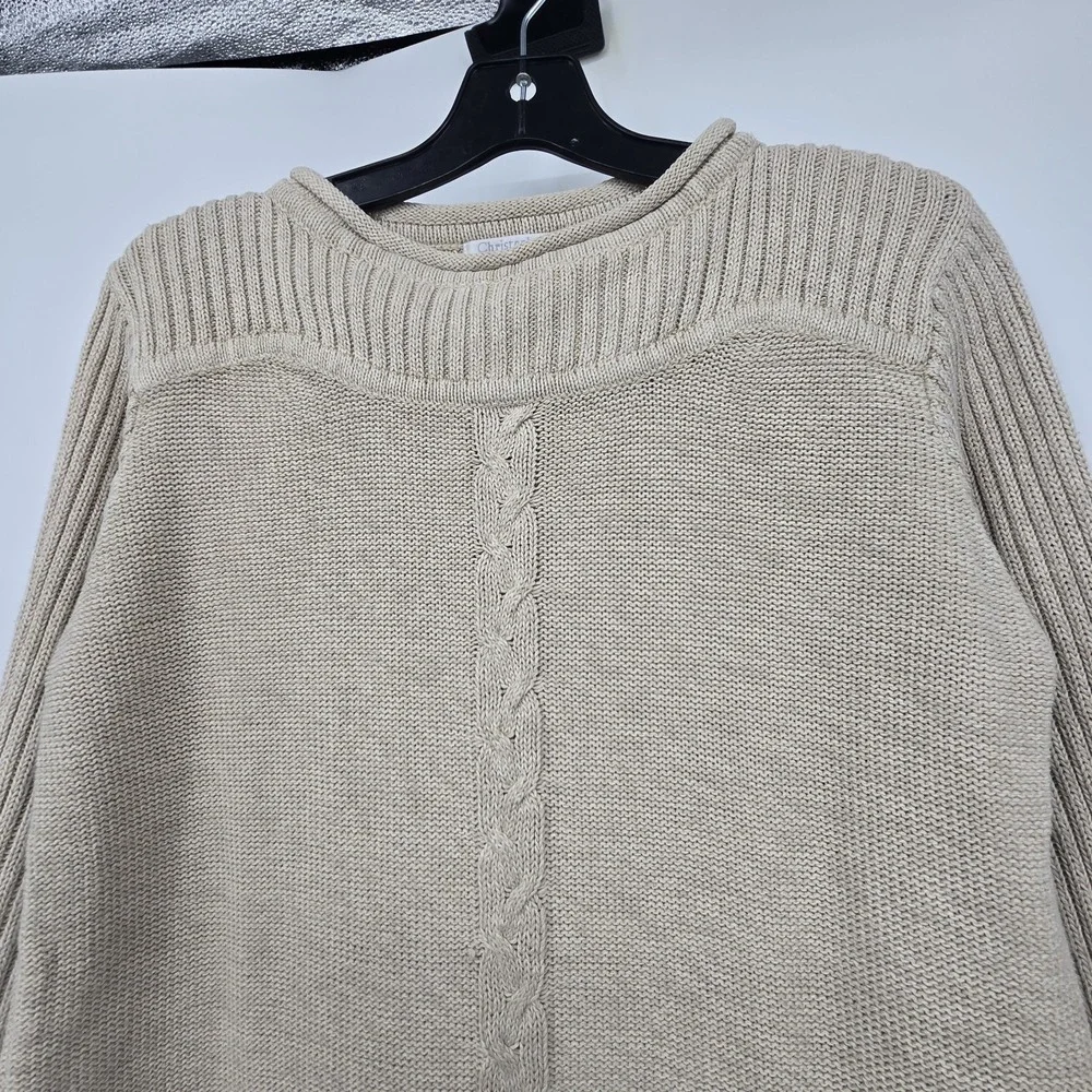 Vintage 90s Y2K Christopher Banks Cable Knit Sweater Women's SM Beige Minimalist